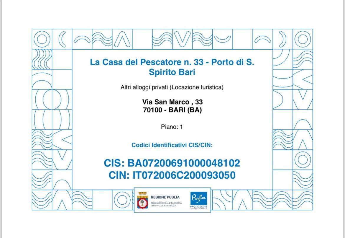 La Casa Del Pescatore N 33 - Porto Di St Spirito Bari Exterior foto